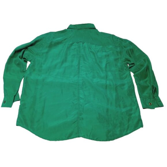 Jonathan Martin Green 100% Silk Shirt Women's Size S - Picture 2 of 3